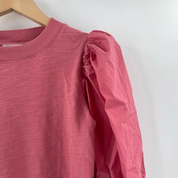 NATION LTD Top Size Small Daniella Combo Party Tee Puff Sleeve Cotton Geranium - Picture 9 of 15